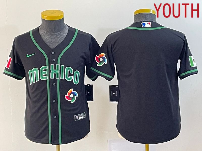 Youth 2023 World Cub Mexico Blank Black Nike MLB Jersey15